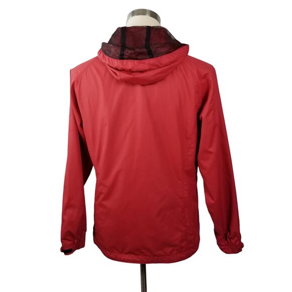 Eddie Bauer Red Zip Up Hooded Wind Breaker Jacket Lined Pockets MINT Size M - Picture 2 of 9